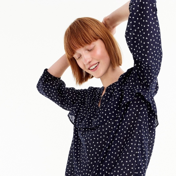 J.Crew Petite M ruffle top in tiny cherries, NWT - Picture 3 of 6